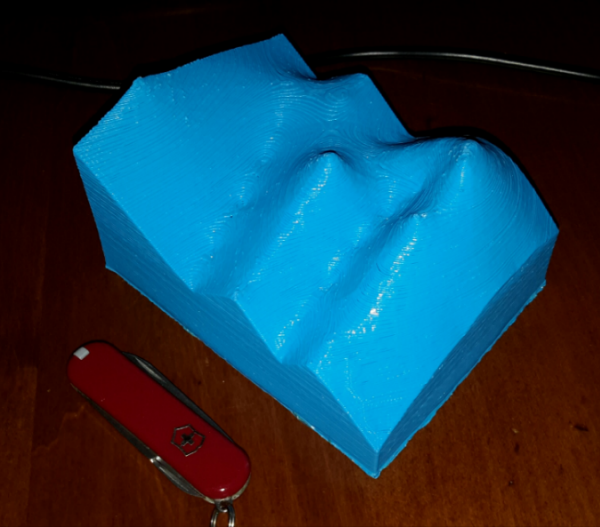 Surfer grid GRD file converted to STL format for 3D printing - finised product