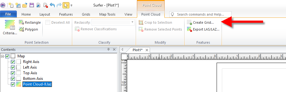 point cloud grid option