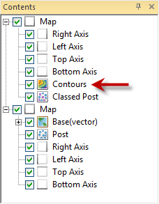 View of the Contents window in Surfer