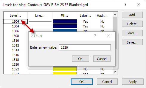Adding contour line in the Levels for Map dialog.png