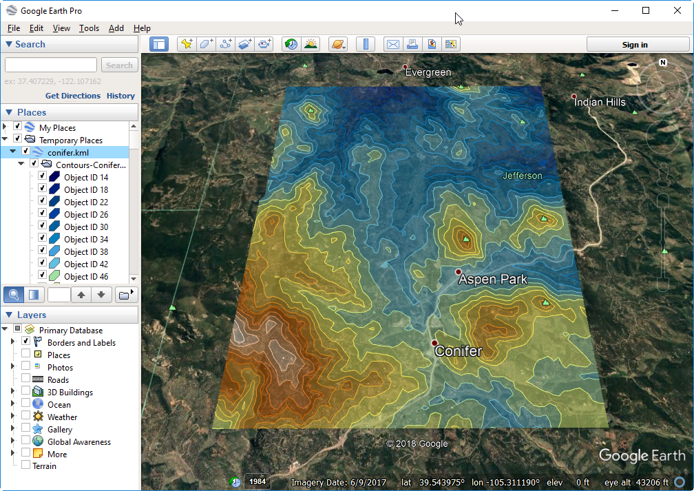 Contour data from Google Earth – gCADPlus