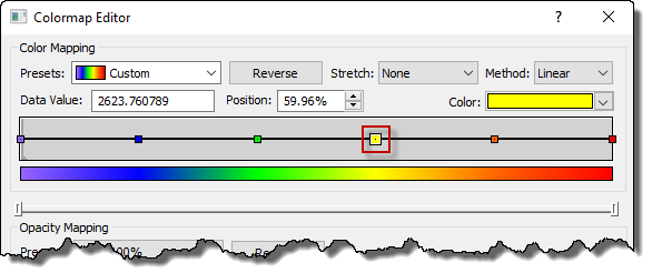 Scaling logarthmic data in Surfer's colormap editor