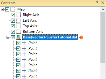 Selecting objects in Surfer's Contents window