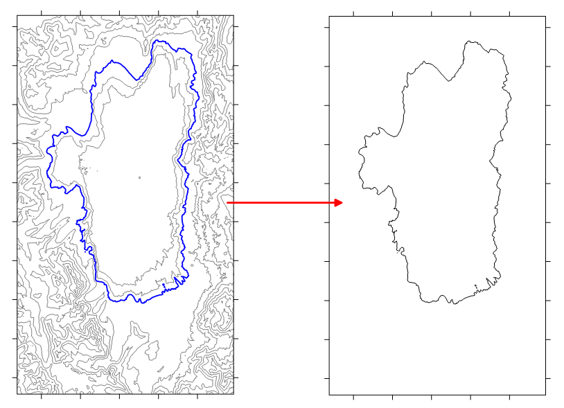 Image illustrating how a single contour line can be used to create a boundary