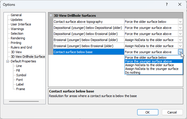 Surfer Options Dialog