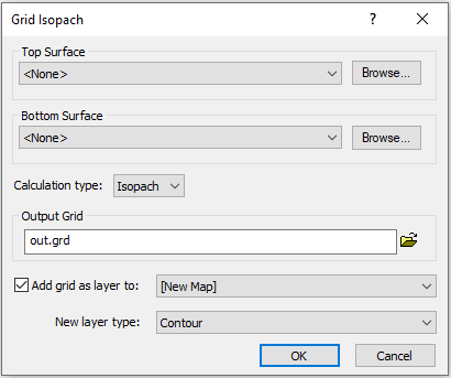 Create an isopach or isochore grid with Grid Isopach
