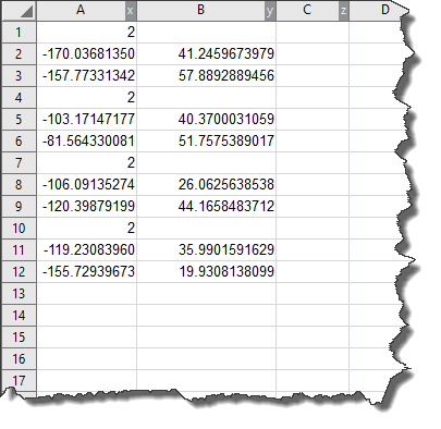 Create 2-point polylines in Surfer's worksheet window