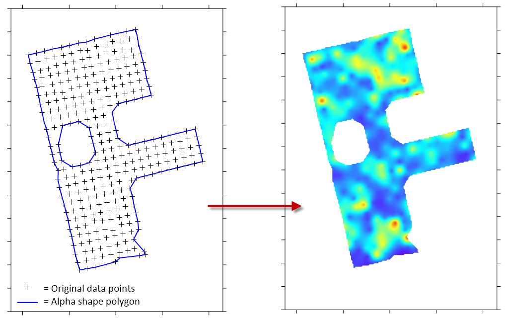 Grid data in Surfer and assign NoData values to areas outside the alpha shape