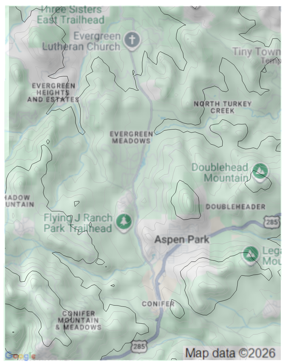 Shaded street map with contour overlay